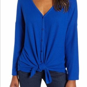 Nordstrom Tops - Caslon tie front cozy knit shirt in Blue. NWT Nordstrom Tops - Caslon tie front cozy knit shirt in Blue. NWT